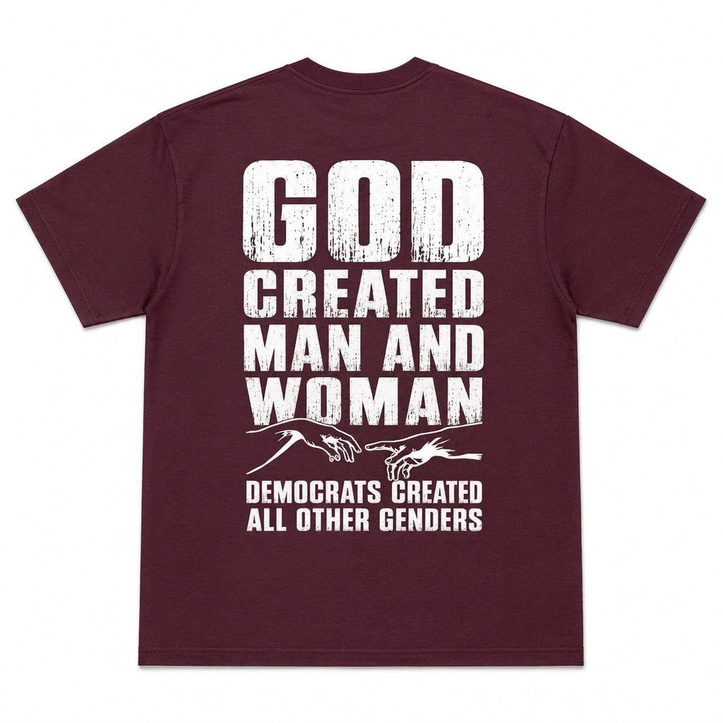 God Created Man and Woman Satire T-Shirt