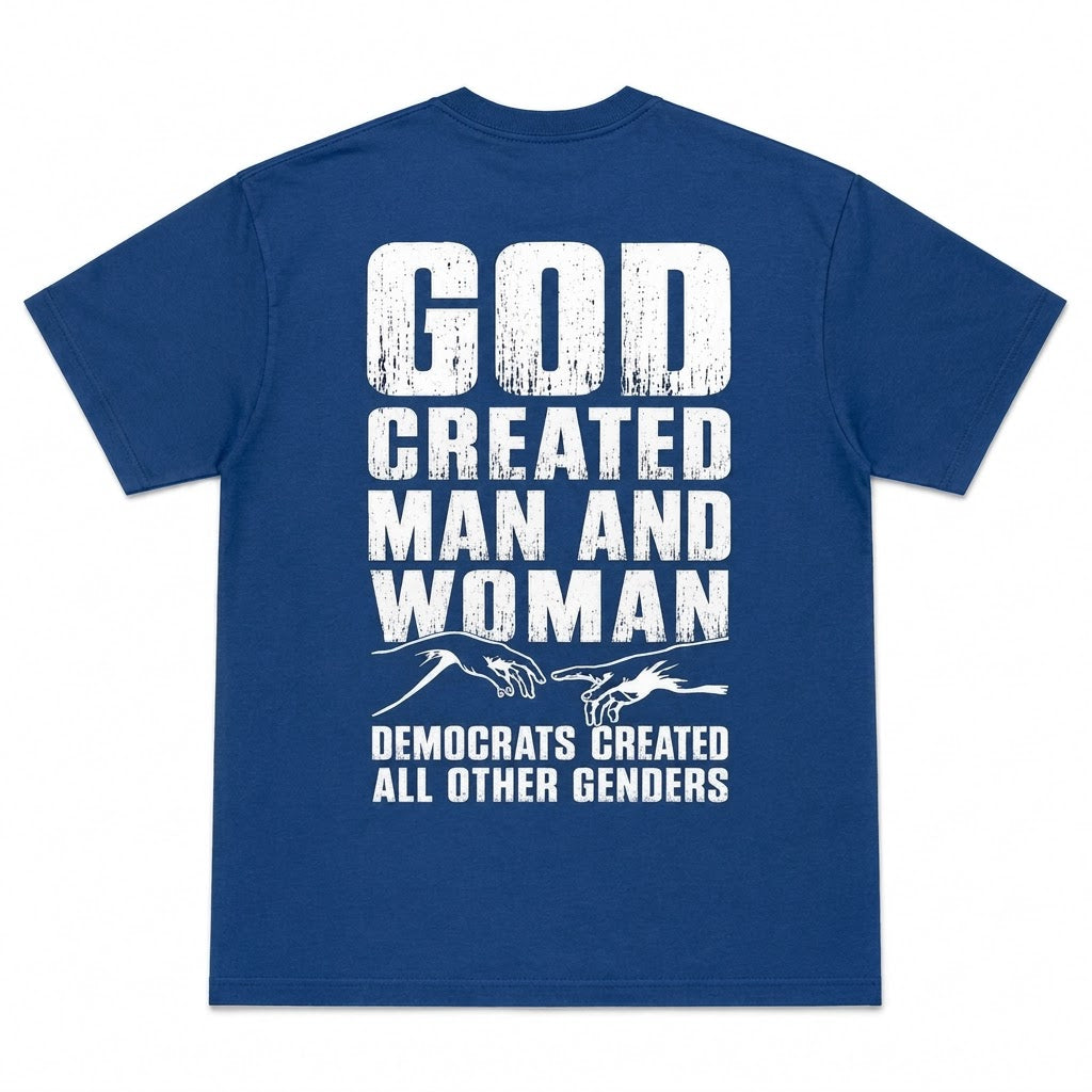 God Created Man and Woman Satire T-Shirt