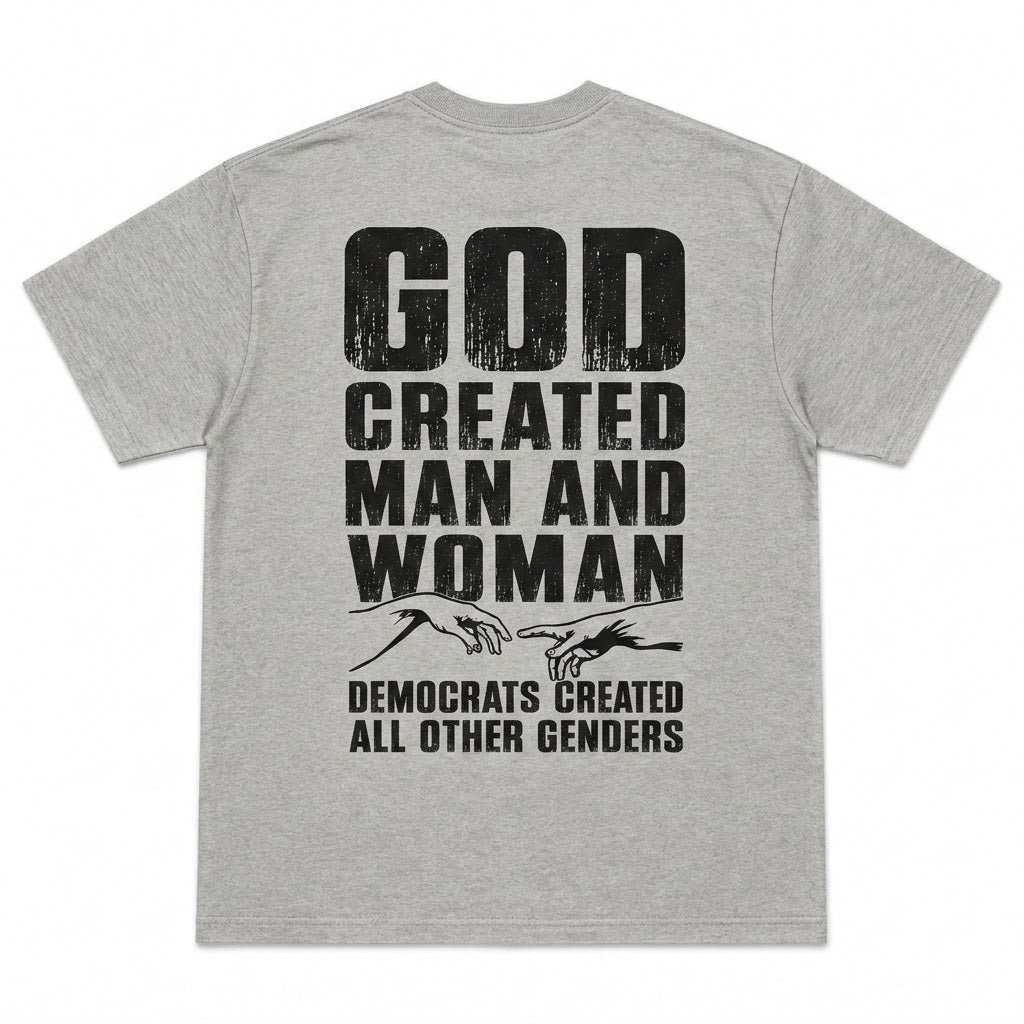 God Created Man and Woman Satire T-Shirt