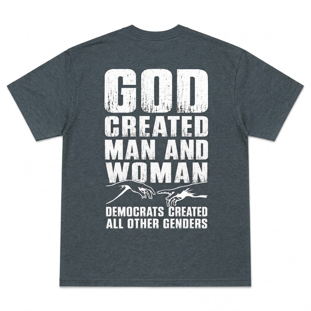 God Created Man and Woman Satire T-Shirt